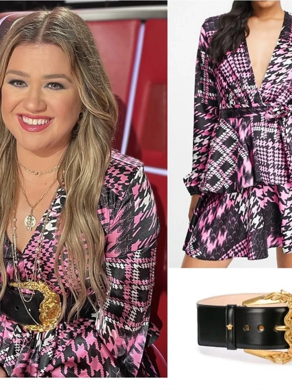 John Zack exclusive Pink & Black Patterned Wrap Mini Dress - Picture 5 of 8